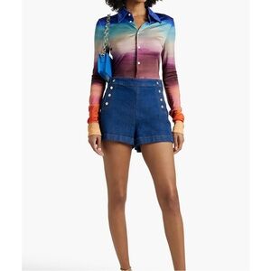 NWT FRAME sailor snap denim shorts in Adele size 31 reg $228